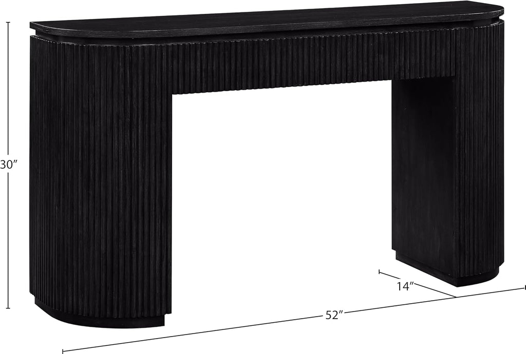 Meridian Furniture 818Black-T Astrid Collection Modern | Contemporary Vanity/Desk/Console Table with Rich Black Finish, Solid Wood and Oak Veneer, Fluted Wood, 52' W x 14' D x 30' H, Black