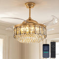 Siljoy 52'' Crystal Ceiling Fans with Lights and Remote, Modern Rose Gold Crystal Chandelier with Fan, 6 Speeds, Luxury Dimmable Fandelier for Living Room Dining Room Bedroom Nursery