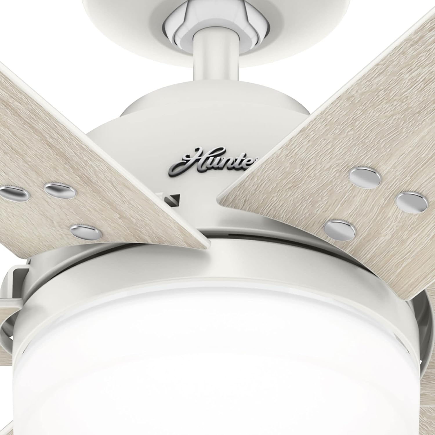 Hunter 44 inch Indoor Ceiling Fan with LED Light and Remote Control - White Ceiling Fan, Standard Mount, 6 Blades, For Bedroom, Living Room, or Kitchen, Quiet - Pacer 51205, Fresh White