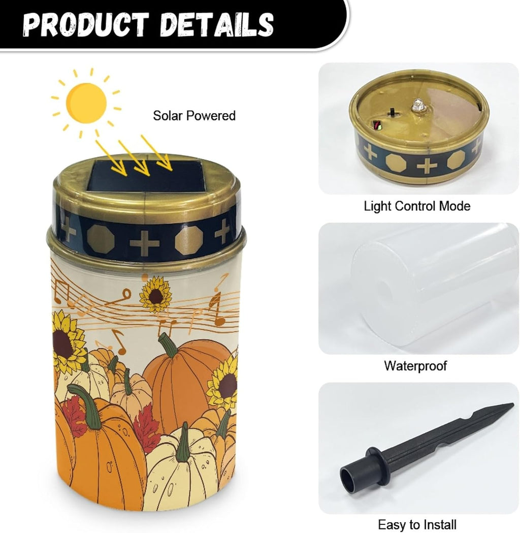 Autumn Fall Pumpkin Solar Pathway Lights,Waterproof Solar Garden Lights Outdoor Solar Walkway Lights Landscape Set of 10 Lighting for Yard,Walkway,Patio,Driveway