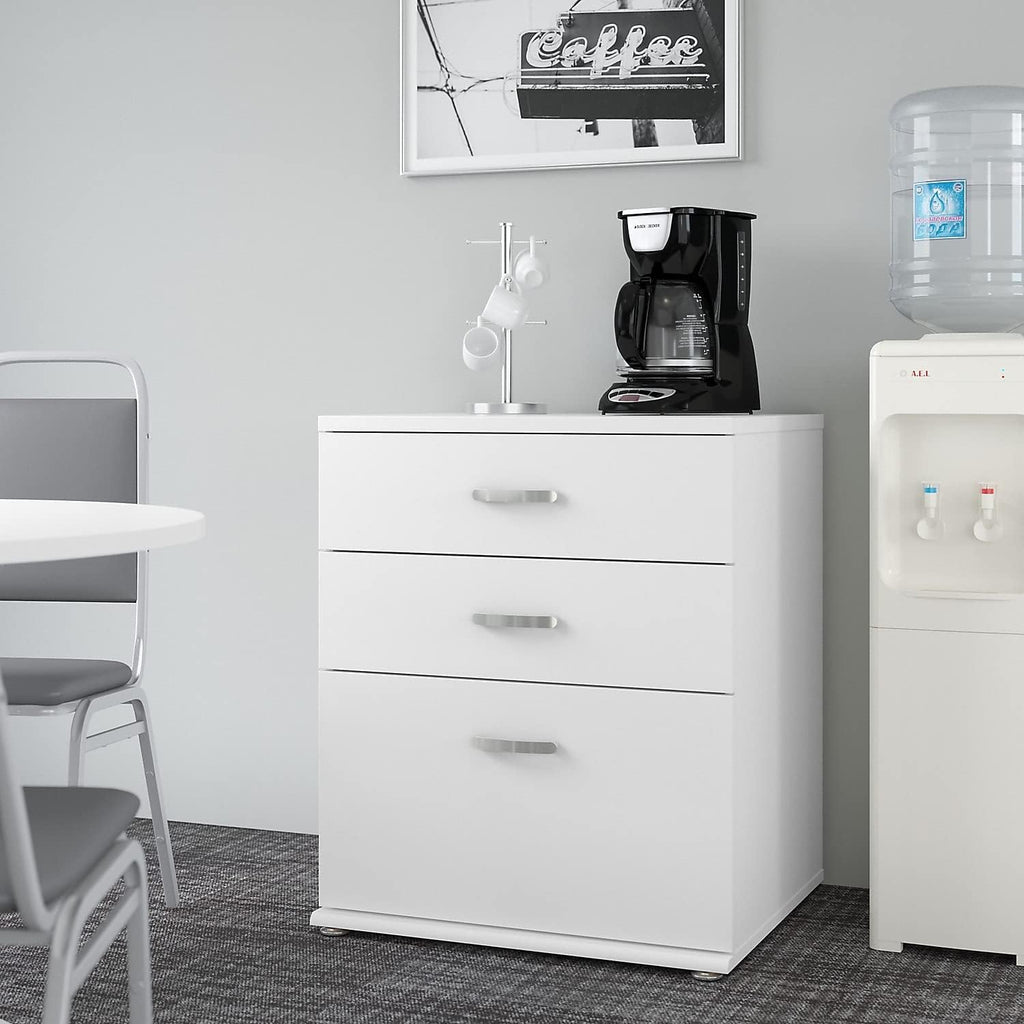 Bush Business Furniture Universal Floor Storage Cabinet with Drawers in White