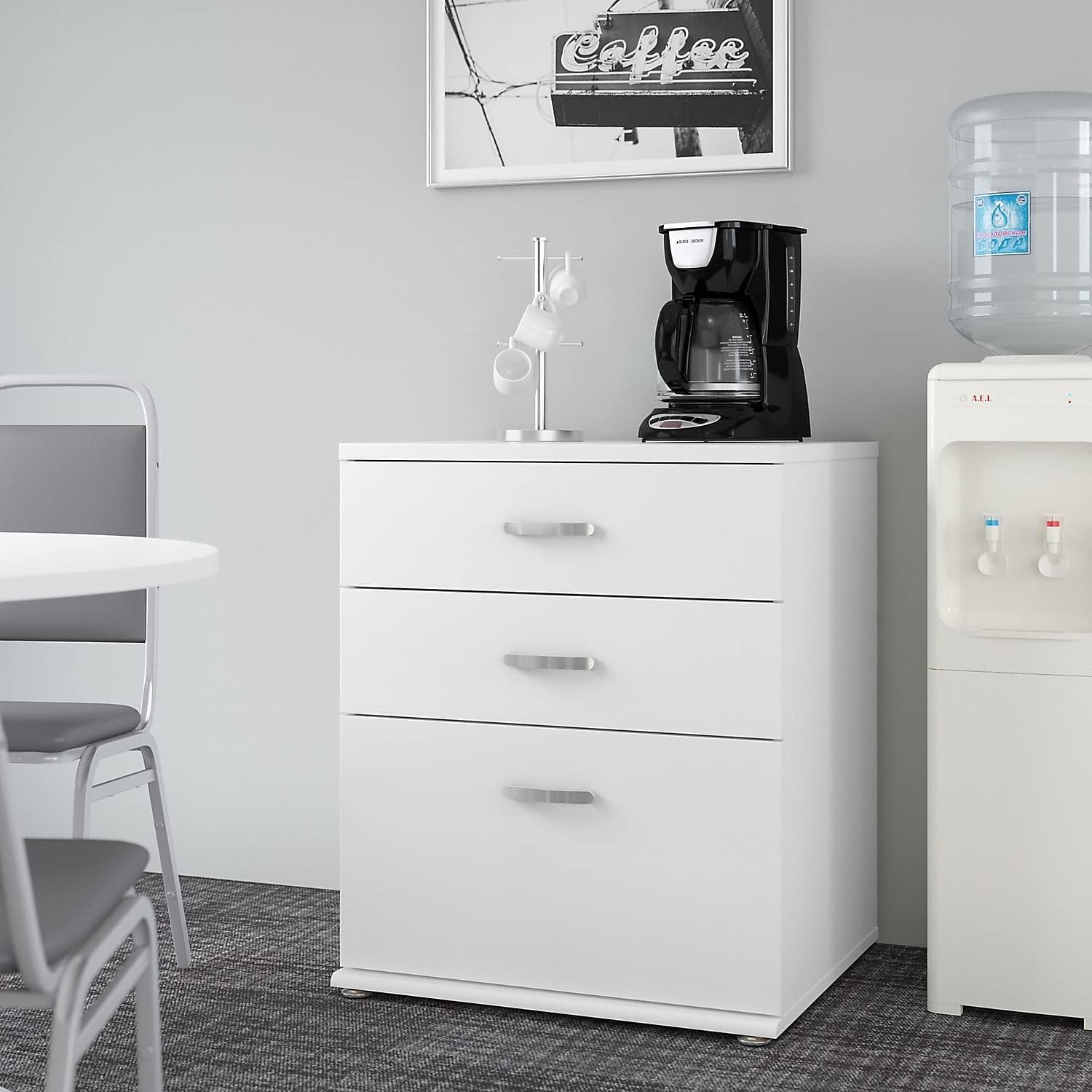 Bush Business Furniture Universal Floor Storage Cabinet with Drawers in White