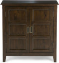 SIMPLIHOME Burlington Storage Cabinet - 30 inch Wide Solid Wood 2 Door Low Storage Unit in Mahogany Brown, Transitional Accent Cabinet for Living Room or Entryway with Adjustable Shelves