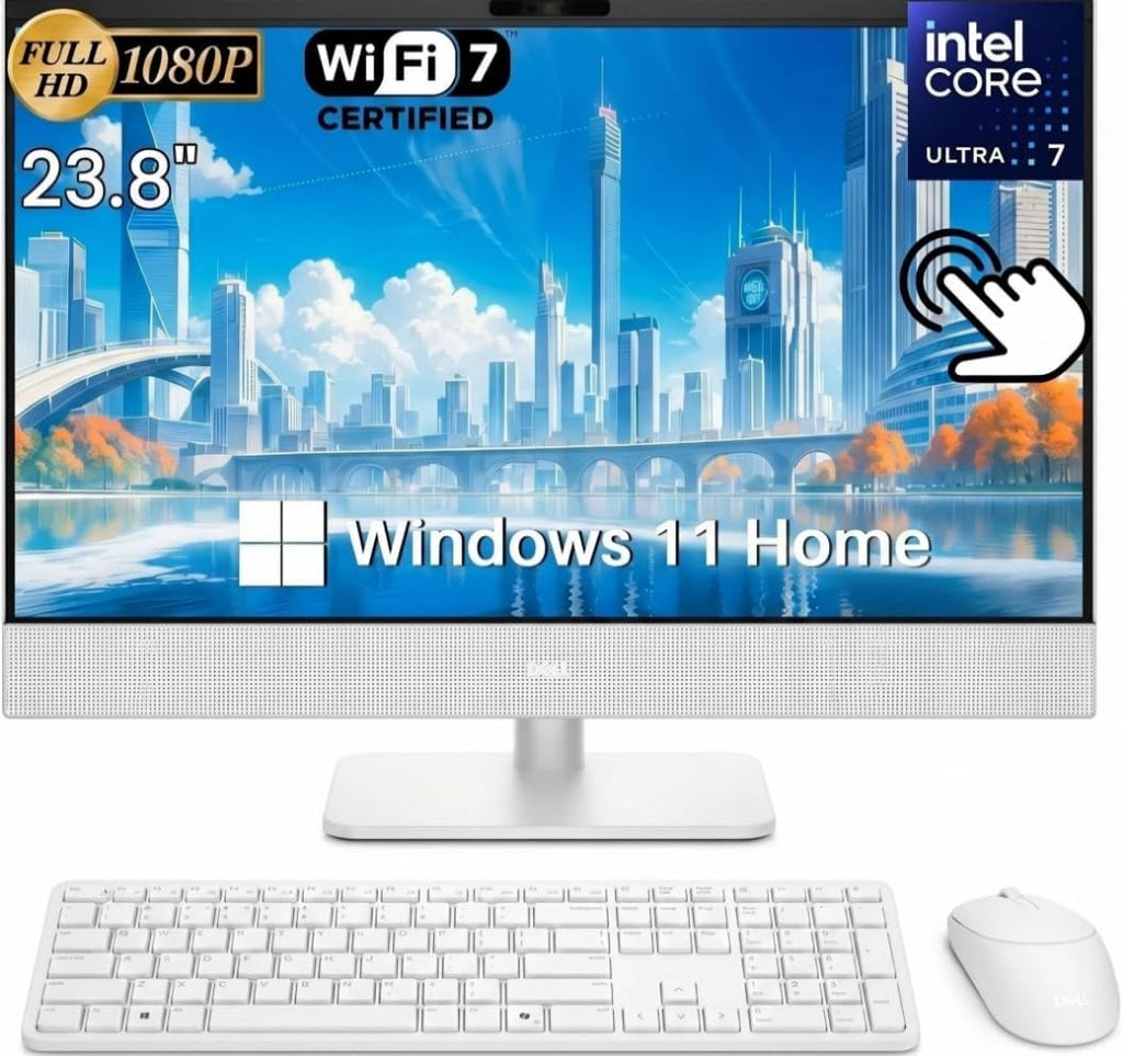 Dell 24 All-in-One Desktop, Intel Ultra 7 355, 64GB DDR5, 1TB SSD, Copilot+ PC, 23.8' FHD(1920x1080) Touchscreen, Pen Support, Wi-Fi 7, Win 11 Home, BT 6, KB and Mouse