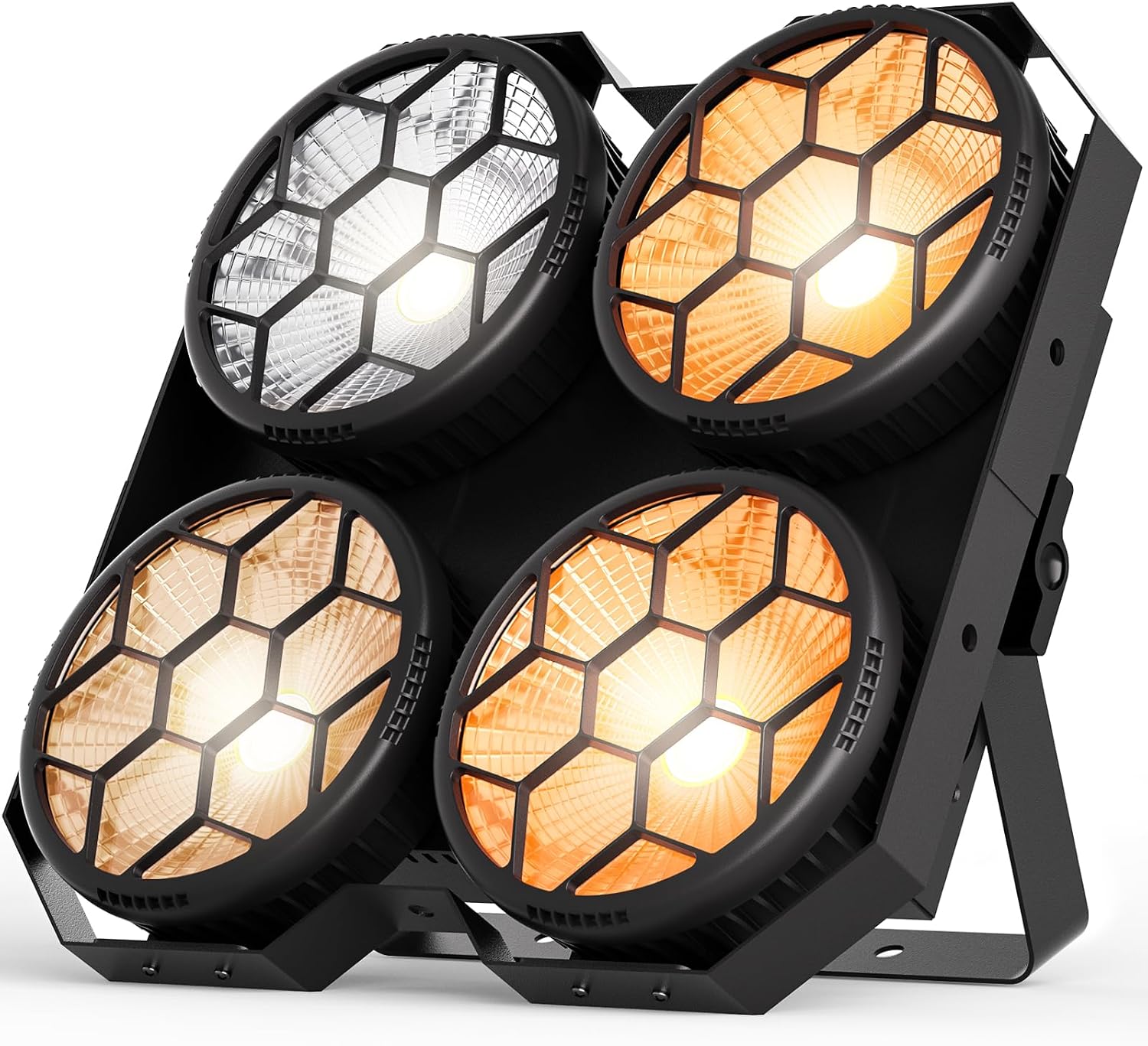 4 x 100W COB LED Stage Lights, 2 in 1 Warm/Cool White Par Can Retro Pixel Control Light, DMX/Master-Slave/Sound Activated Spotlights for Church Events Party Wedding Club Studio 1Pack