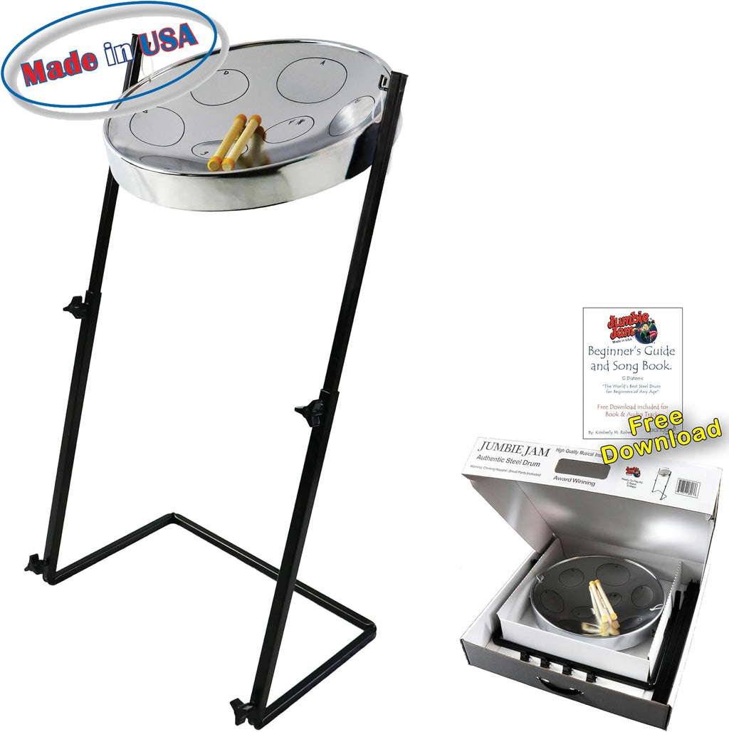 Jumbie Jam Steel Drum Ready-To-Play-Kit Chrome Finish with Metal Z-Floor Stand