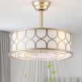 20' Gold Boho Fandelier Ceiling Fans with Lights, Caged Bladeless Ceiling Fan with Light Remote Control. Chandelier with 6 Speeds for Bedroom, Nursery, Living room.