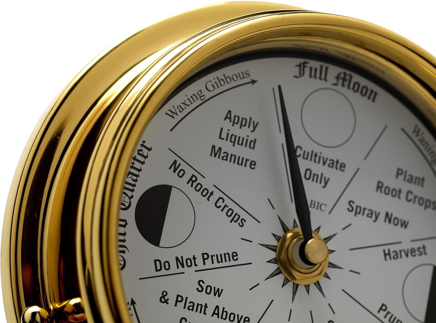 Classic Brass Moon Gardening Clock - Lunar Harmony Guide with Moon Clocks -Essential Gardening Tool for Biodynamic & Organic Gardening - Transform Your Garden