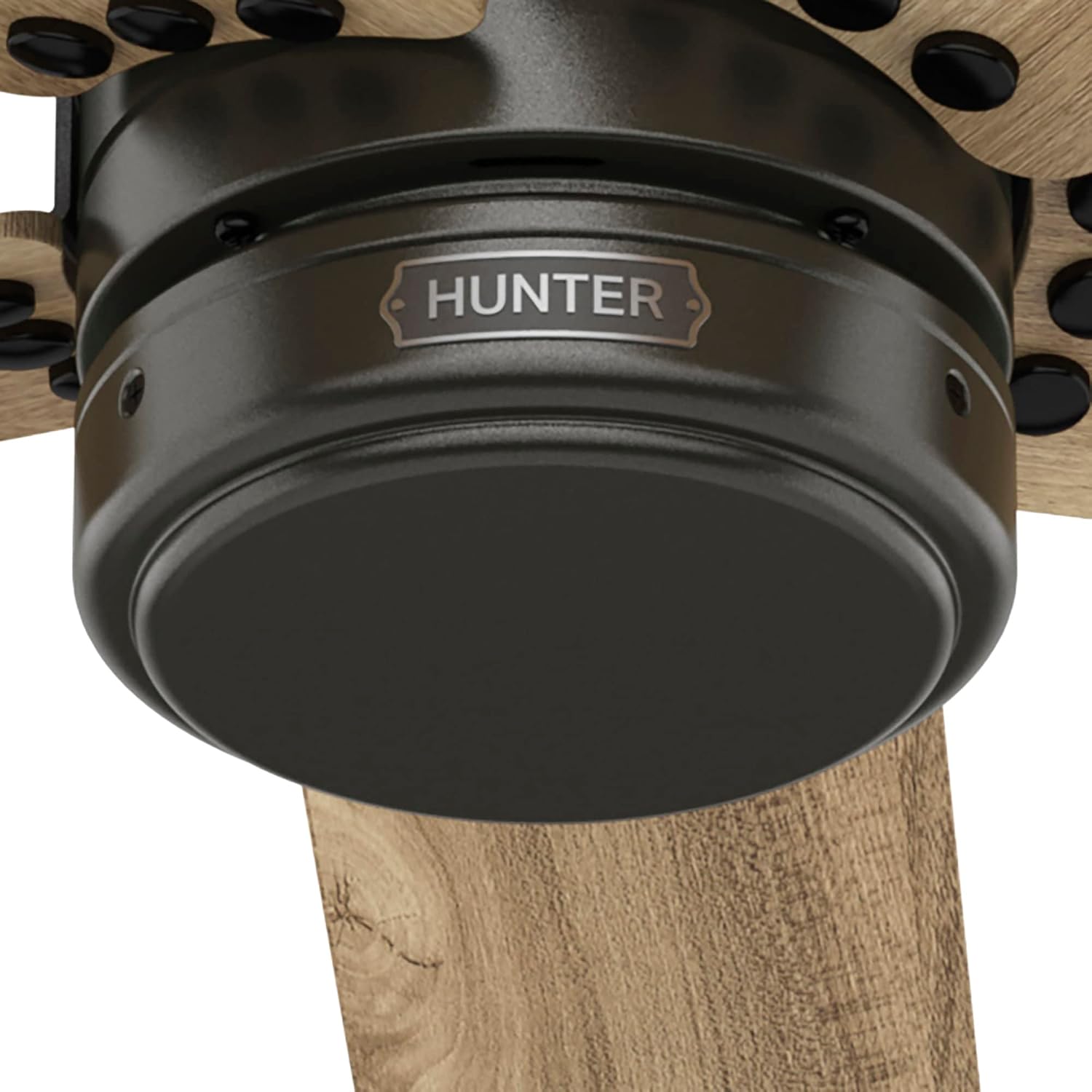 Hunter 52 inch Outdoor or Indoor Ceiling Fan No Light - Bronze Ceiling Fan without Light, For Patio, Porch, Garage, or Living Room, Standard Mount, 5 Blades, Wall Control - Burton 52264, Noble Bronze