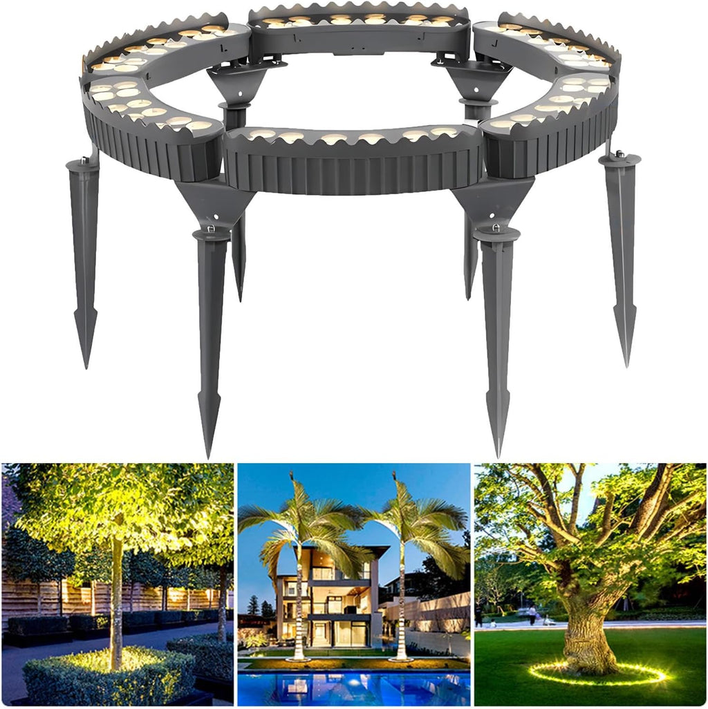 Outdoor Led Garden Lights, Courtyards Ring Tree Light, Aluminum Landscape Spotlights for Trees, Easy to Use(Warm White Light,Pack of 6)