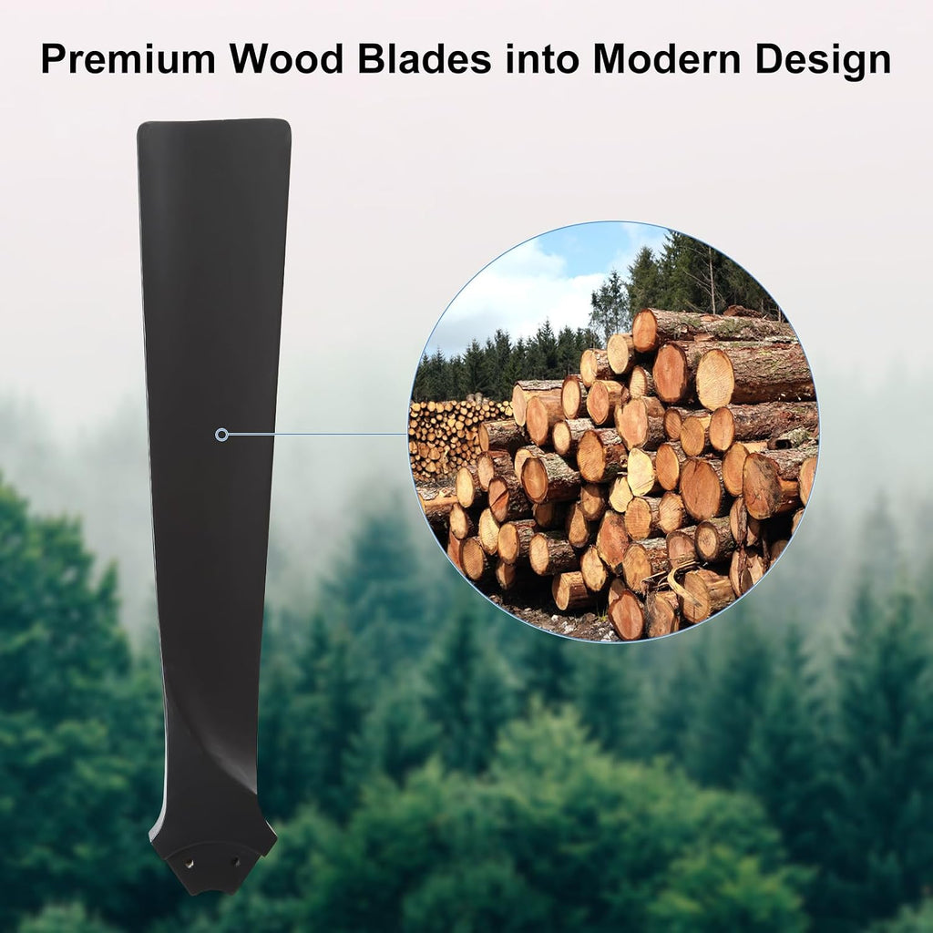 ELEHINSER 52 Inch Flush Mount Ceiling Fan with Lights, Low Profile Modern Ceiling Fan with Remote, Quiet DC Motor, 6-Speed, 3CCT,Timer, 5 Solid Wood Blades, Black