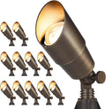 Gardencoin Solid Brass Outdoor Landscape Spotlights, 12V LED Low Voltage Landscape Lights for Garden and Yard, Bronze Heavy Duty Up Lighting Fixture Without MR16 Bulb, 12 Pack
