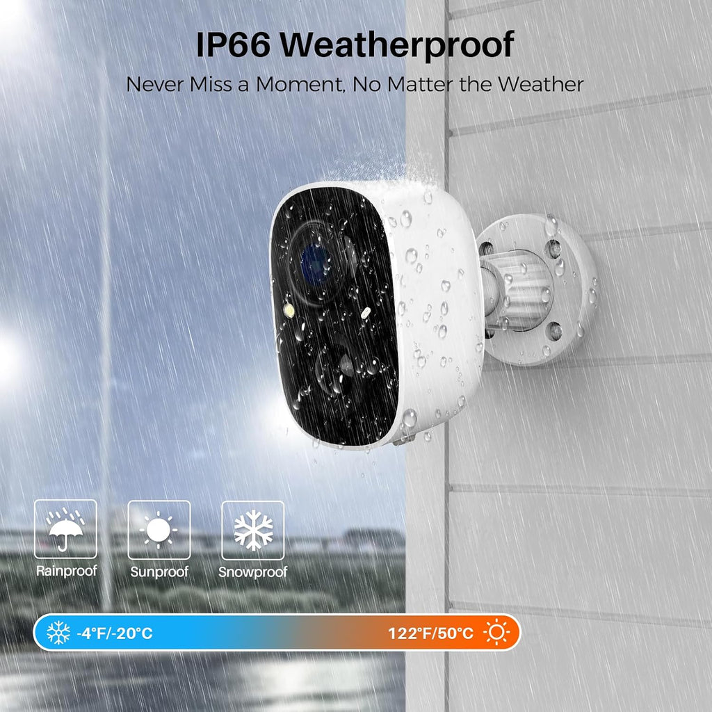 MaxiViz Security Cameras Wireless Outdoor (4 Pack), Battery Powered Cameras for Home Security with AI Motion Detection, 2K Color Night Vision, 2-Way Talk, IP66 Weatherproof, SD/Cloud Storage
