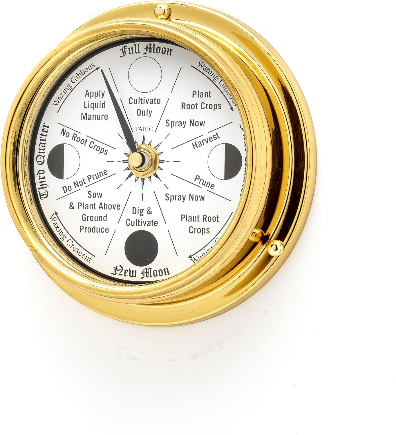 Classic Brass Moon Gardening Clock - Lunar Harmony Guide with Moon Clocks -Essential Gardening Tool for Biodynamic & Organic Gardening - Transform Your Garden