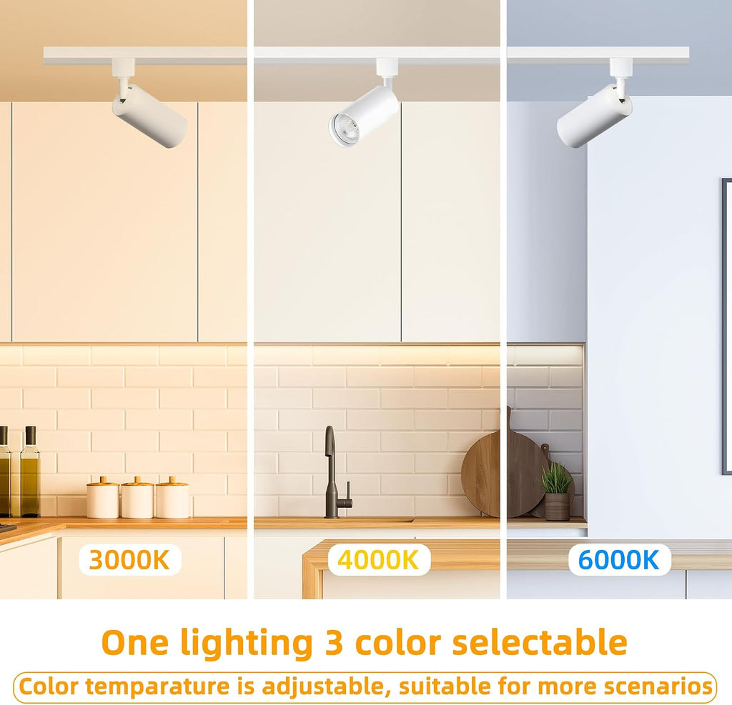 GU10 Track Lighting Fixtures, White Plug in 3CCT Complete Kit with 6 * 3.28FT H Track Rails and 24 Track Light Heads, 120V Brightness Dimmable Ceiling Spotlight Fixture for Accent Lighting