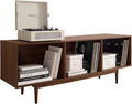 Crosley Furniture Liam Large Vinyl Record Storage TV Stand and Entertainment Center, Media Console, Walnut