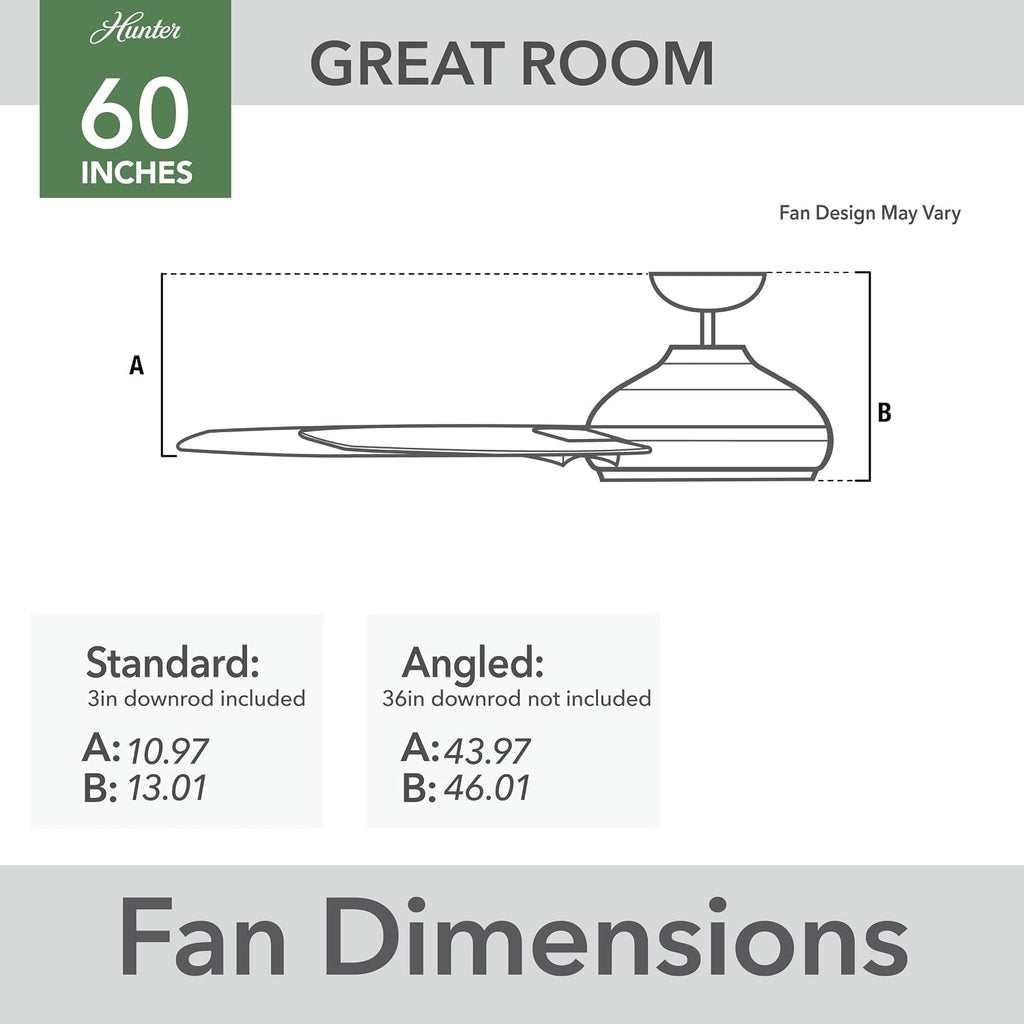 Hunter Fan 60 inch Fresh White Indoor/Outdoor Ceiling Fan with Remote Control for Living Room, Bedroom, Farmhouse, Patios, Kitchen (Renewed), CC5C27C67