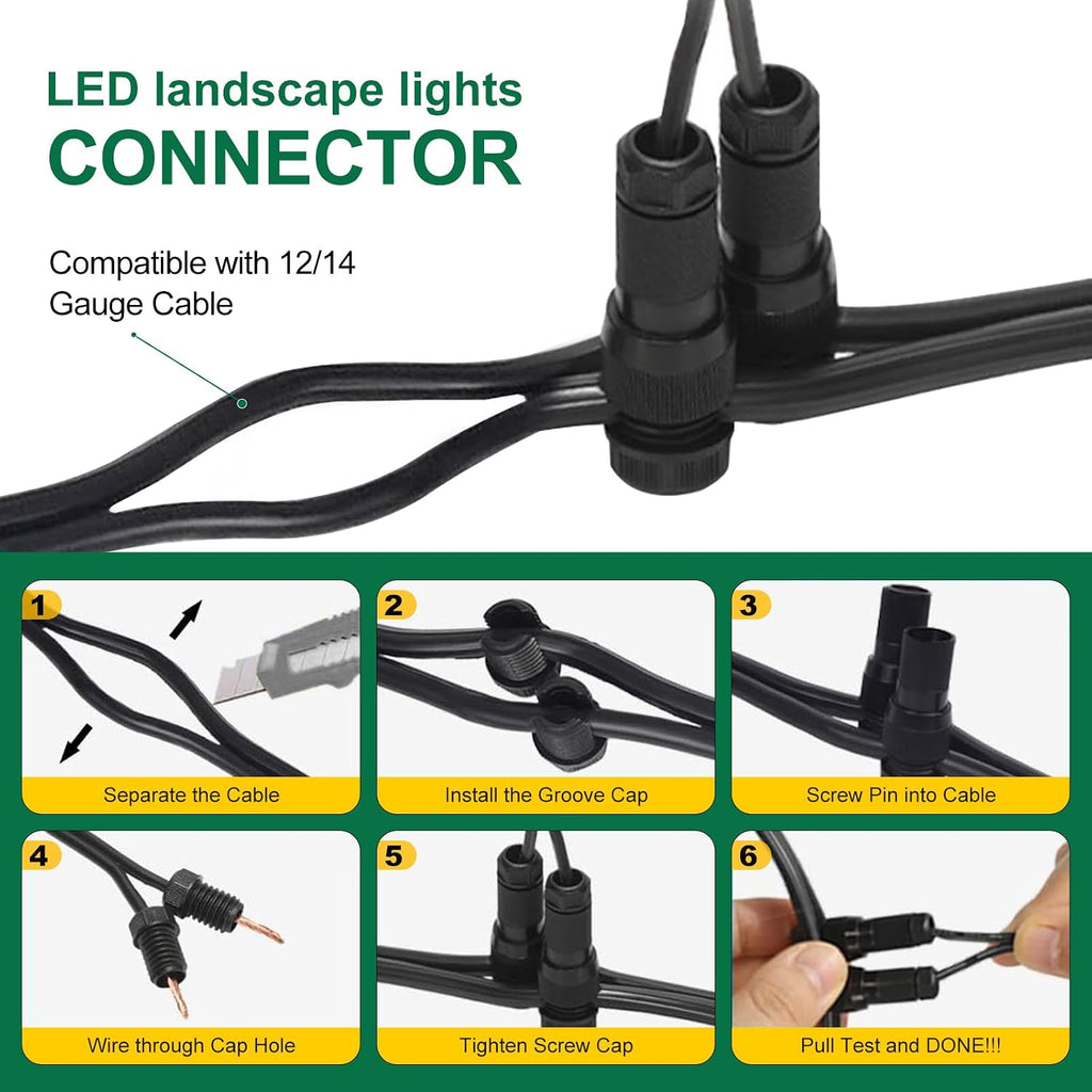 15W Low Voltage Landscape Lights LED Landscape Lighting with Connectors and Spike Stand, 12V 24V Outdoor Spotlights Yard Garden Pathway Lights, 1500LM Waterproof Warm White Light (16Pack)