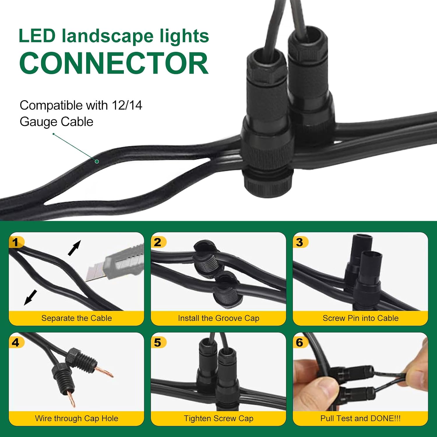 15W Low Voltage Landscape Lights LED Landscape Lighting with Connectors and Spike Stand, 12V 24V Outdoor Spotlights Yard Garden Pathway Lights, 1500LM Waterproof Warm White Light (16Pack)