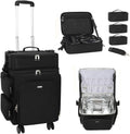 Relavel Rolling Makeup Case, 2 in 1 Hairstylist Traveling Bag Cosmetology Case on Wheels Large Hair Tools Cosmetics Train Case Makeup Artist Storage Organizer Trolley Suitcase with 360° Swivel Wheels