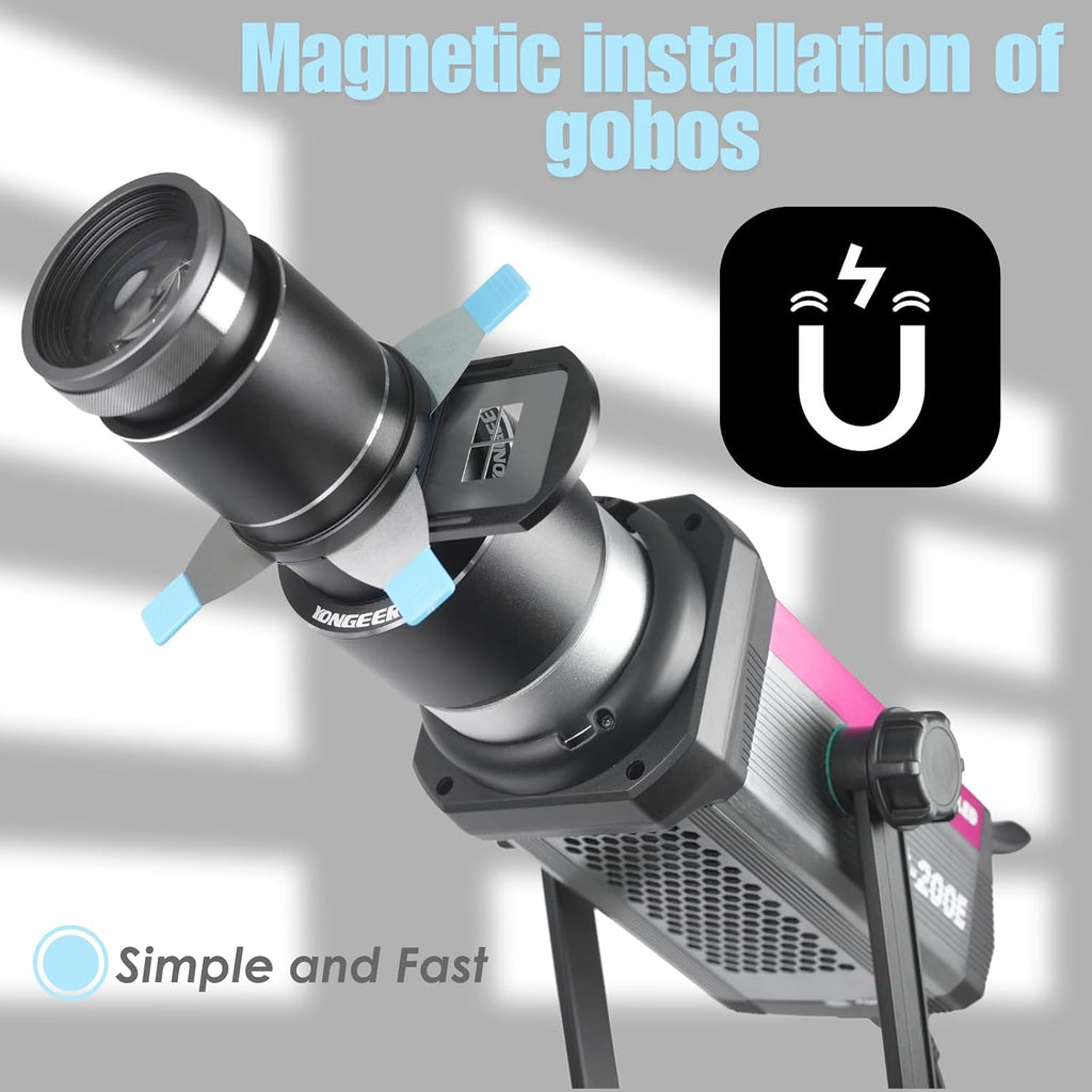 Optical Snoot for Bowens Mount Light,Photography Spotlight Projector for Tiktok Portraits Shape The Light Compatible with Aputure Amaran 60D/XS/100X/D 200D/GODOX SL60,4 Color Filters and 25 Gobos