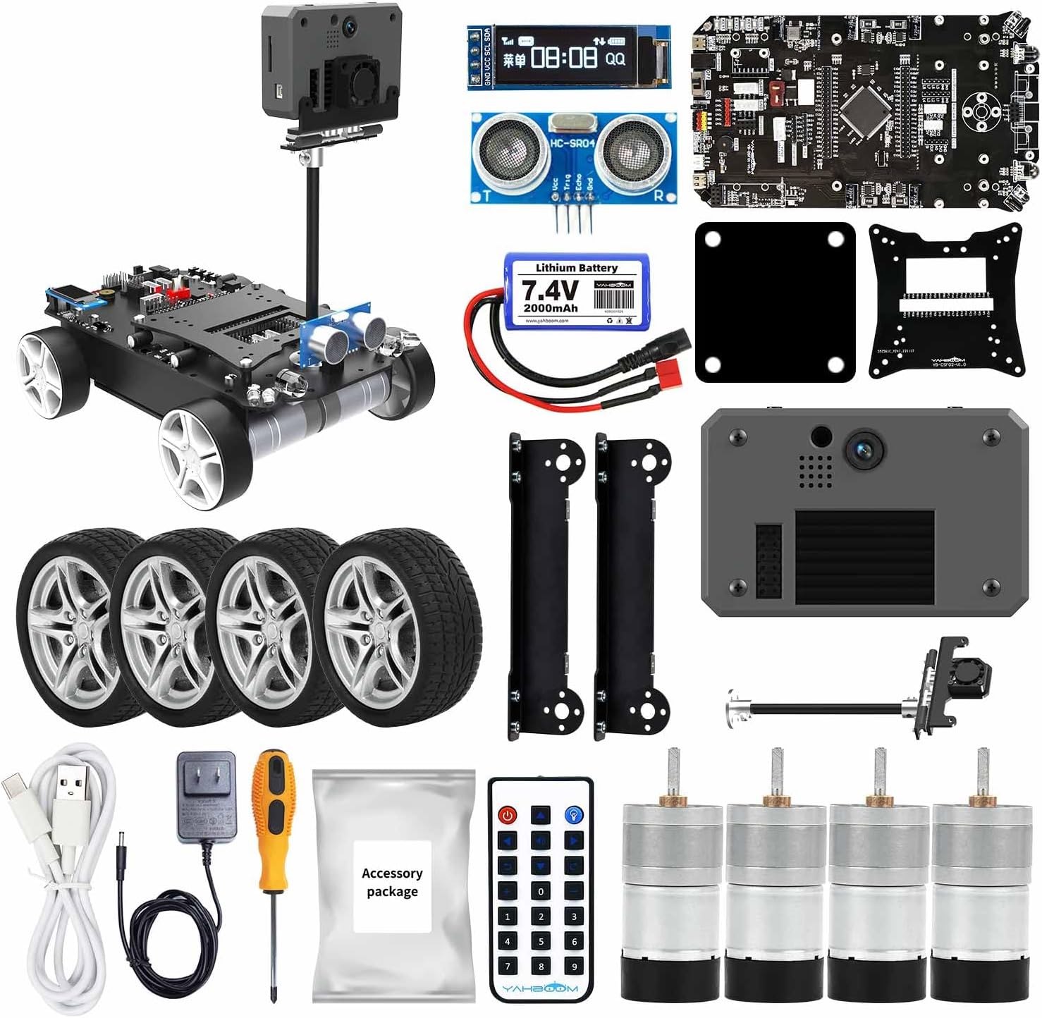 Yahboom STM32 Smart Car Development 2-in-1 Supports AI Voice Interaction, AI Visual Recognition MicroPython DIY Programming Electronic Project (K230 Visual Kit)