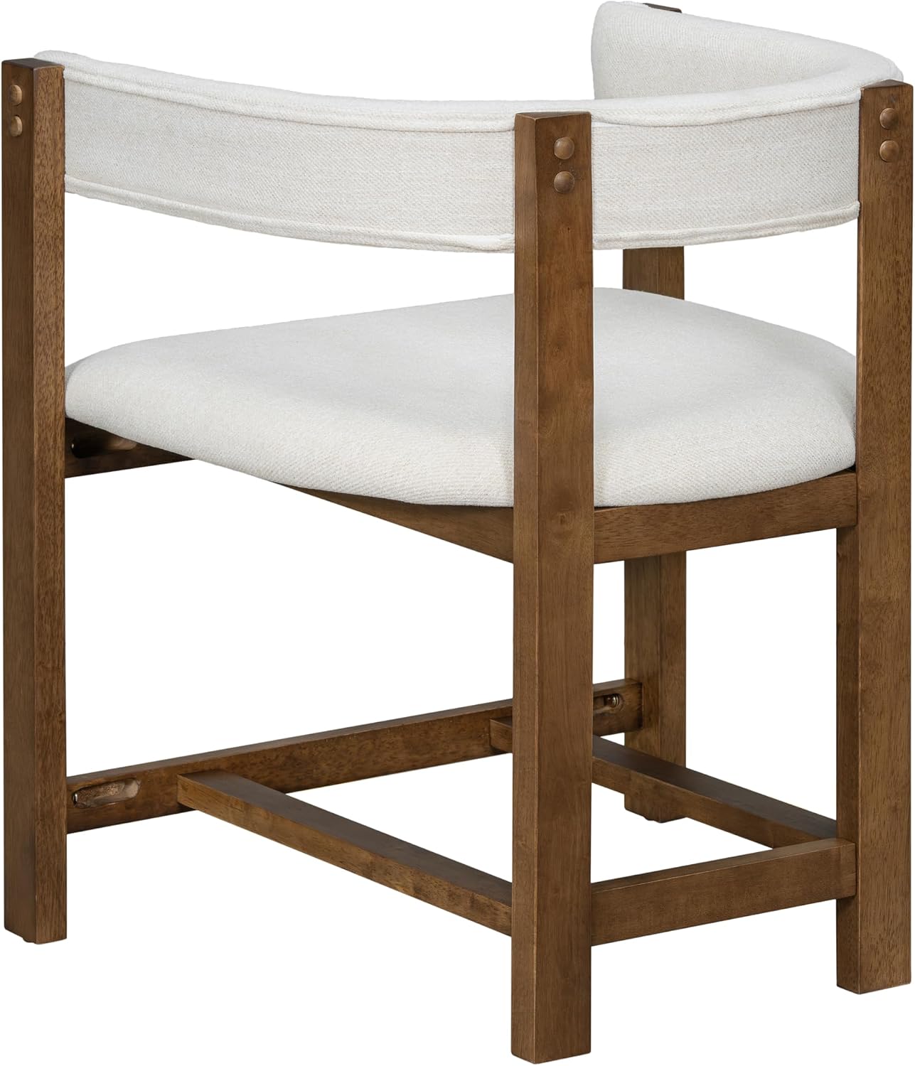 Christopher Knight Home Set of 2 Arley Modern Fabric Upholstered Dining Armchair, Sturdy Wooden Kitchen Side Chair with Ergonomic Backrest and Footrest, Soft Padded Barrel Accent Chair, Beige+Walnut