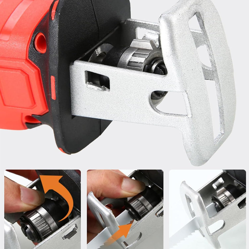 Handheld Electric Bone Saw, Cordless Reciprocating 6.0ah Lithium Battery Powered with Led Light + 4 Blades for Bones, Meat, Wood, Metal