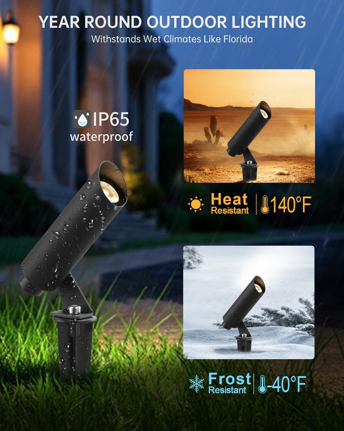 Outdoor Landscape Lighting, Mini Size Low Voltage LED Spotlight 3000K 4 Pack, IP65 Waterproof, with Quick Installation Accessories, for House Patio Garden Fence Tree Yard Plant Flags Use