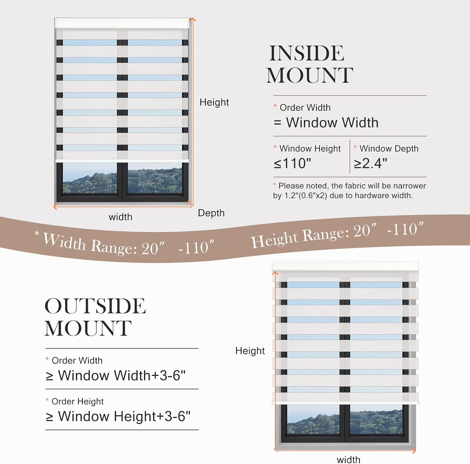 Motorized Zebra Blinds, Automatic 60% Blackout Shades for Indoor Windows Work with HomeKit, Alexa, Google Home, Customized Electric Blinds with Remote, App, Voice Control, Fabric Ivory