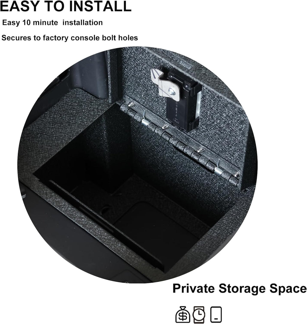 KEREN Center Console Gun Safe - Console Gun Vault Compatible with Ford F250 Super Duty 2023-2025, Electronic Keypad Lock