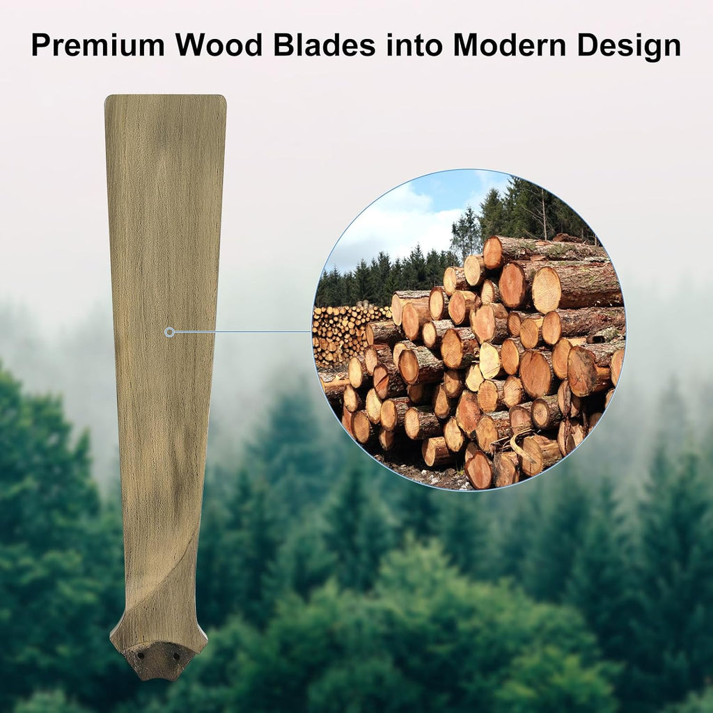 ELEHINSER 52 Inch Flush Mount Ceiling Fan with Lights, Low Profile Modern Ceiling Fan with Remote, Quiet DC Motor, 6-Speed, 3CCT,Timer, 5 Solid Wood Blades, Charcoal Grey