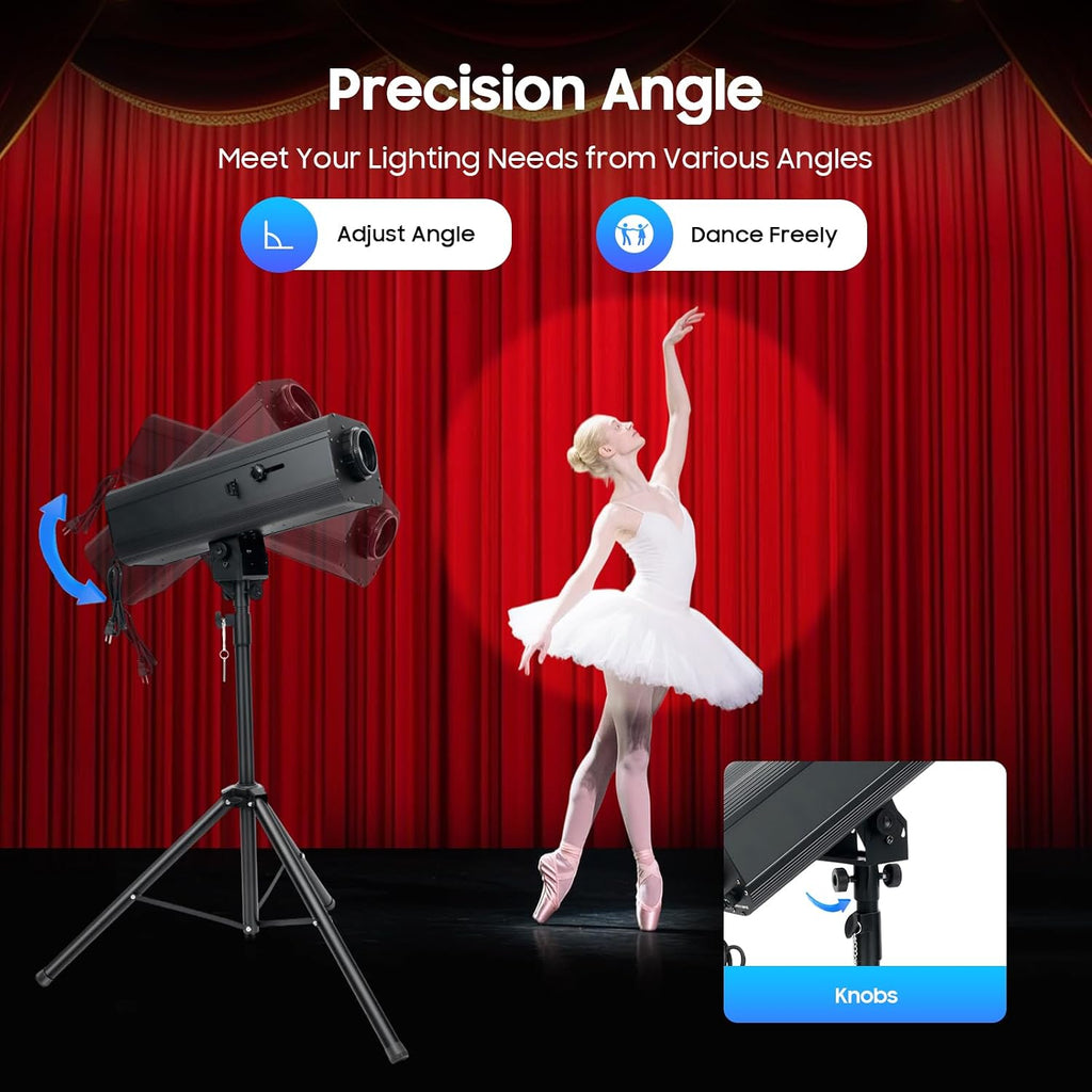 230W Stage Spotlight, Manual Control Follow Spot Light with Tripod Adjustable Aperture DJ WashLight LED Stage Spotlight for Party Disco Wedding Birthdays Christmas Party Show
