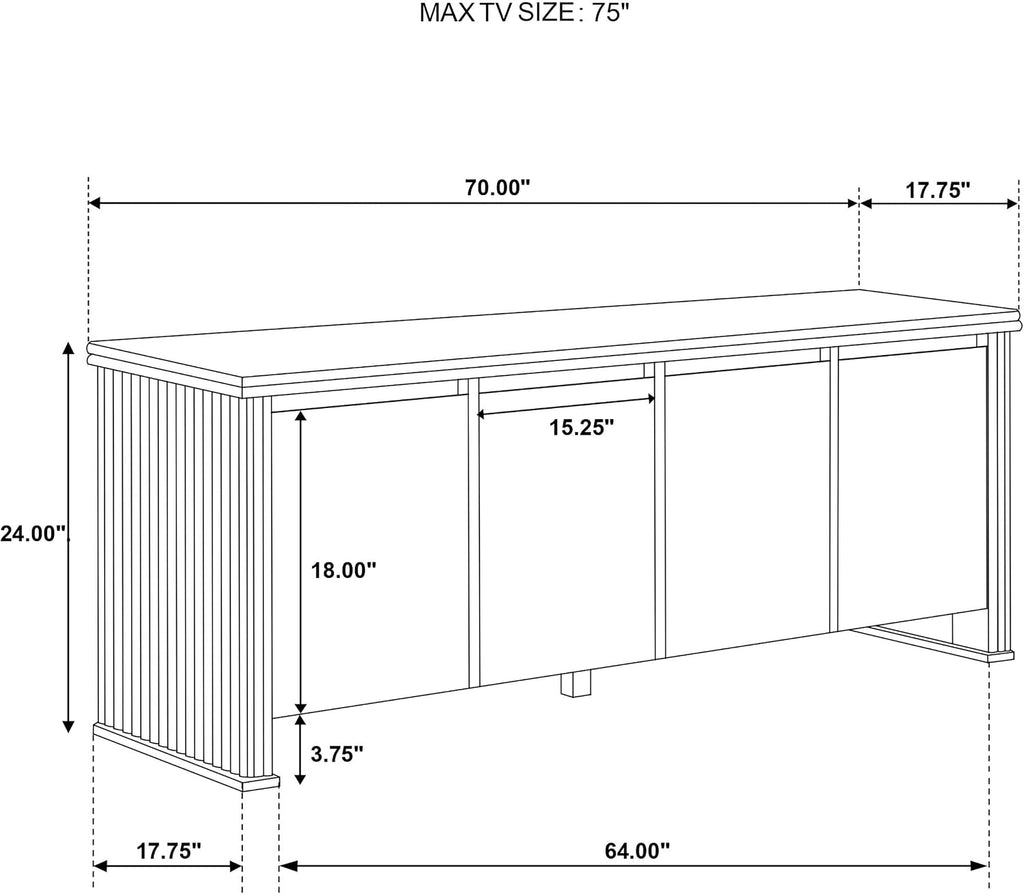 Coaster Home Furnishings - Adina - Wood - 70-Inch TV Stand with Adjustable Shelves, Vertical Reeding, Flat-Panel Doors, Natural Grain - Living Room - Distressed Light Brown - 722933