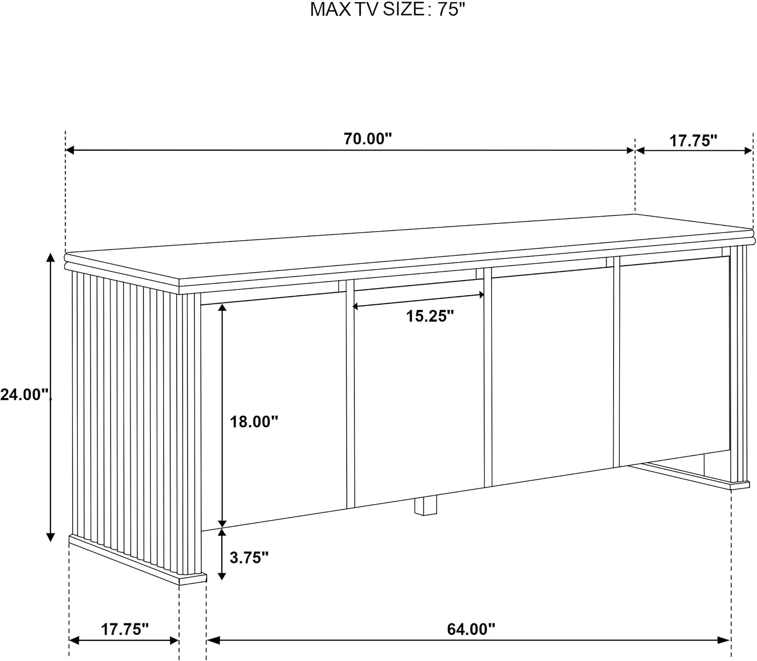 Coaster Home Furnishings - Adina - Wood - 70-Inch TV Stand with Adjustable Shelves, Vertical Reeding, Flat-Panel Doors, Natural Grain - Living Room - Distressed Light Brown - 722933