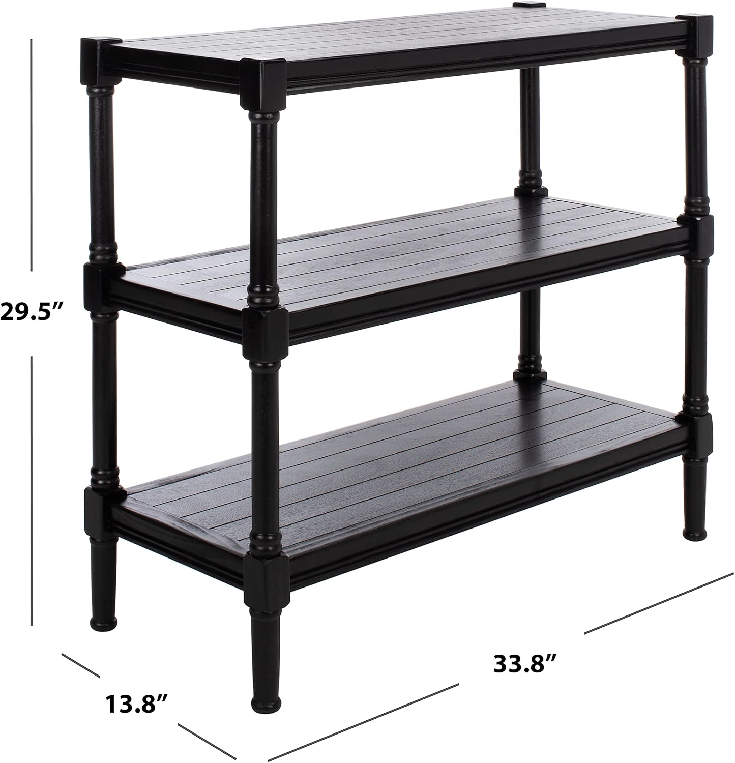 SAFAVIEH Home Collection Rafiki Black 3-Shelf Console Table CNS5715B