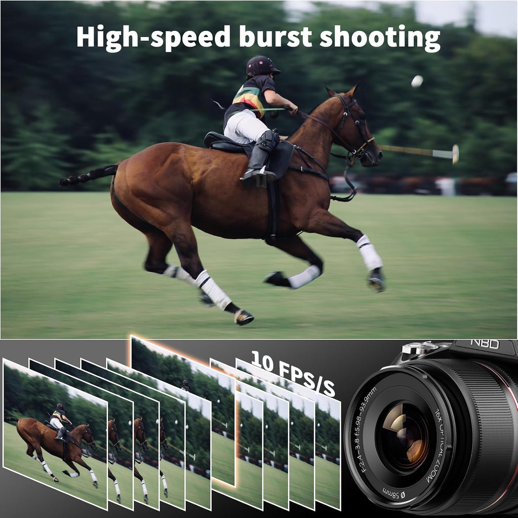 NBD 8K Digital Cameras for Photography,64MP Vlogging Cameras for YouTube,16X Optical Zoom Travel Point and Shoot Digital Cameras Fotograficas with 180°Flip Screen,58mm UV Lens,2 Batteries,64GB Card