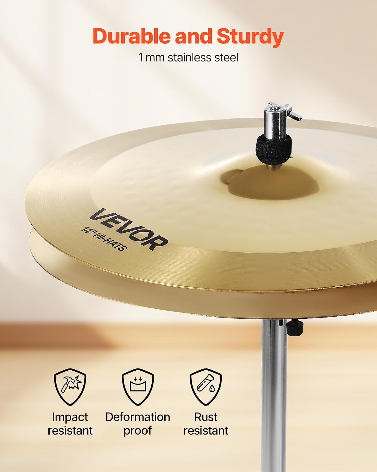 VEVOR Cymbal Pack, 4 Pieces Cymbals for Drum Set, Alloy Cymbals Drum Set Includes 14-inch Hi-Hats, 16-inch Crash, 20-inch Ride, 10-inch Splash, Drumsticks & Cymbal Bag, Alloy Cymbal Pack for Drummer