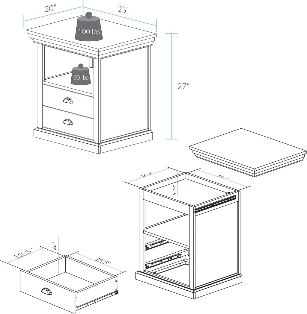 Casual Home Lincoln Nightstand Compartment, Concealment Furniture, Mocha