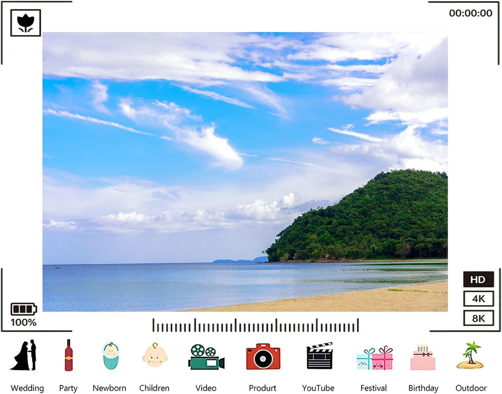 Trykid 20x10ft Tropical Beach Backdrop Lush Green Hill Clear Blue Sky White Clouds Photography Background Paradise Vacation Relaxation Party Decoration Tapestry Photo Booth Studio Prop Fabric