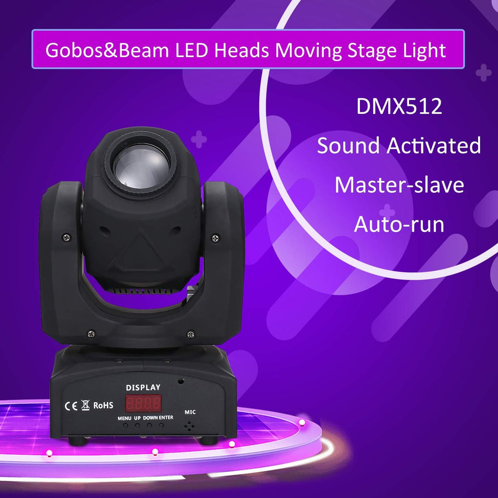 Lixada Moving Head Light 90W Stage Light DMX512 Auto-Run Sound-Activated Control Spotlight 9/11 Channel with 8 Gobos & 14 Colors for DJ Club Show Disco Party Bar Dance Wedding Lighting