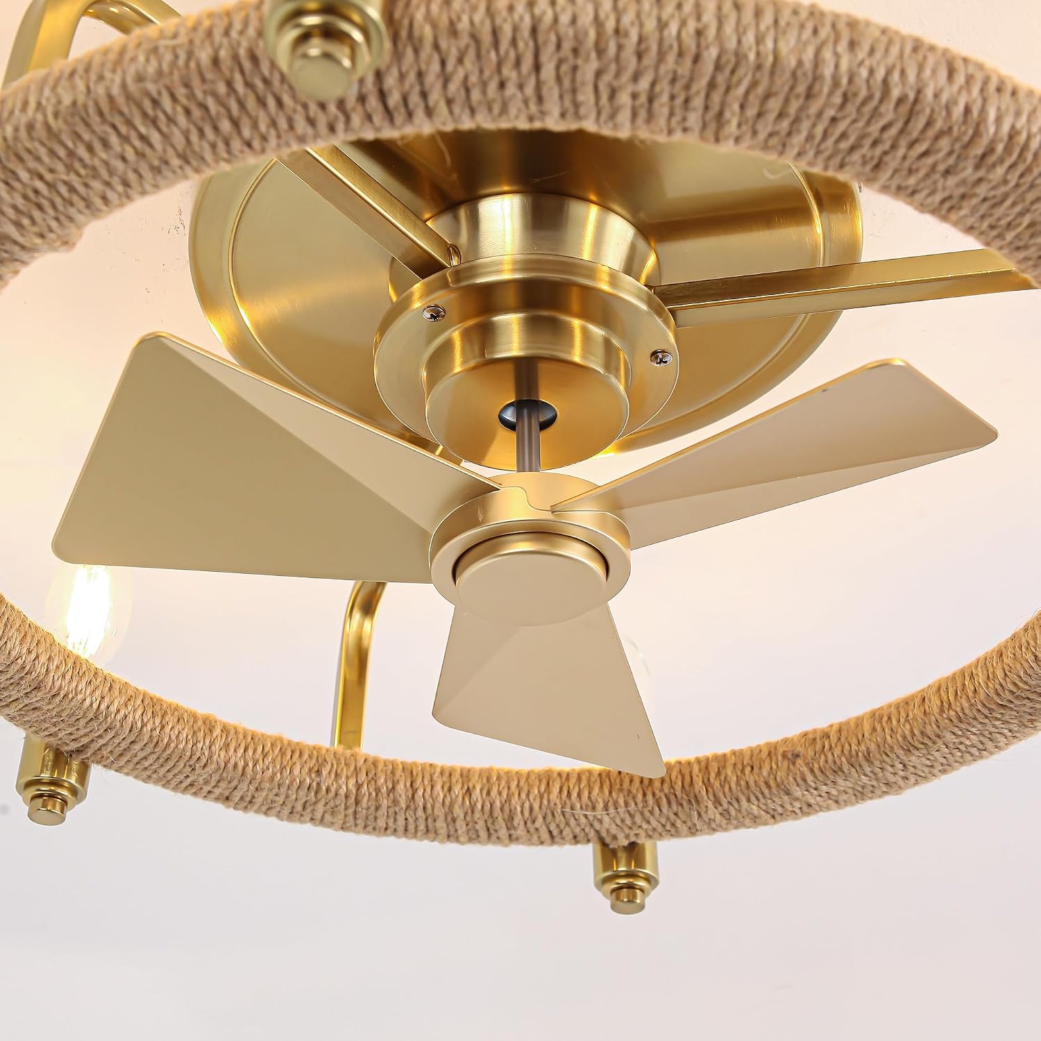 Parrot Uncle Ceiling Fans with Lights and Remote, Gold Chandelier Ceiling Fan with Light for Bedroom, Flush Mount Farmhouse Ceiling Fans Indoor Outdoor, Reversible 3 Blades, Noiseless, ETL