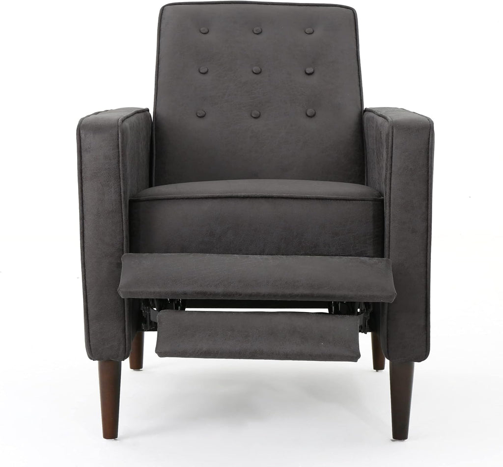 Christopher Knight Home Mervynn Mid-Century Modern Microfiber Recliner, Slate / Dark Espresso
