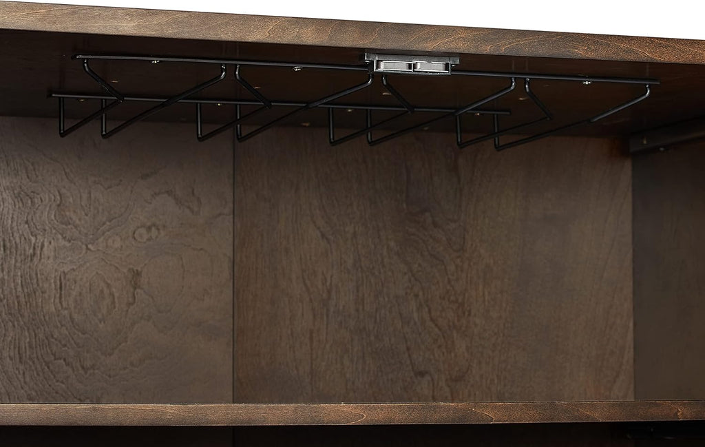 Crosley Furniture Blair Bar Cabinet with Storage Shelves and Wine Rack, Dark Brown/Gold