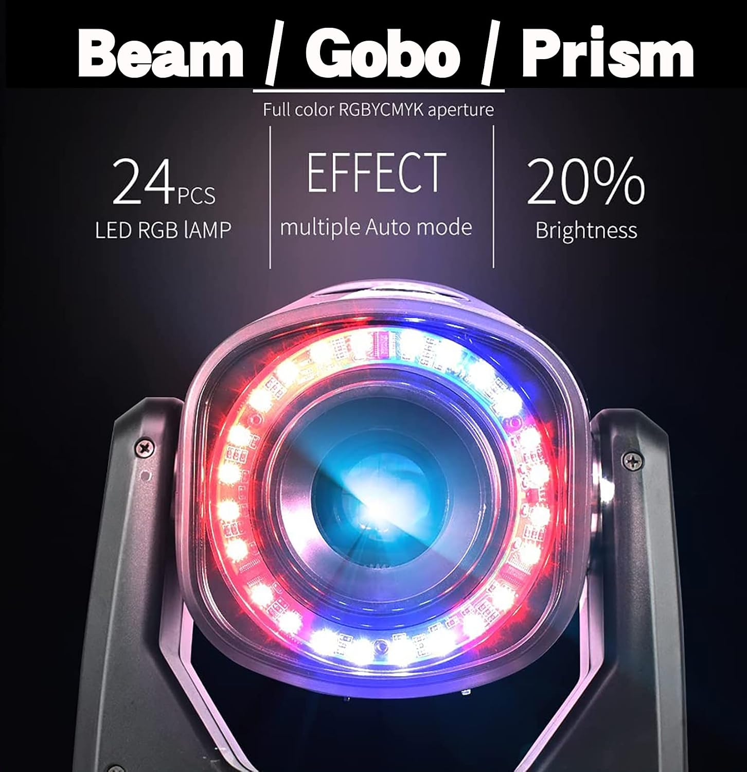 SHEHDS Moving Head Lights with LED Ring LED 100W 7 Dynamic & 6 Static Gobos 8 Colors Spotlights 6-Facet Prism DMX512 DJ Stage Lights with Unique Aperture Effect for Holiday Wedding Party Dance Disco