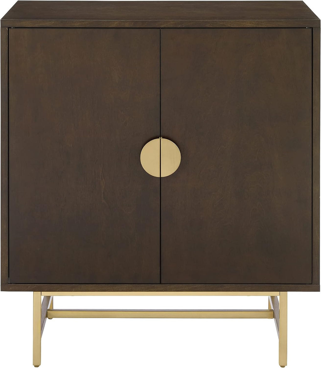Crosley Furniture Blair Bar Cabinet with Storage Shelves and Wine Rack, Dark Brown/Gold