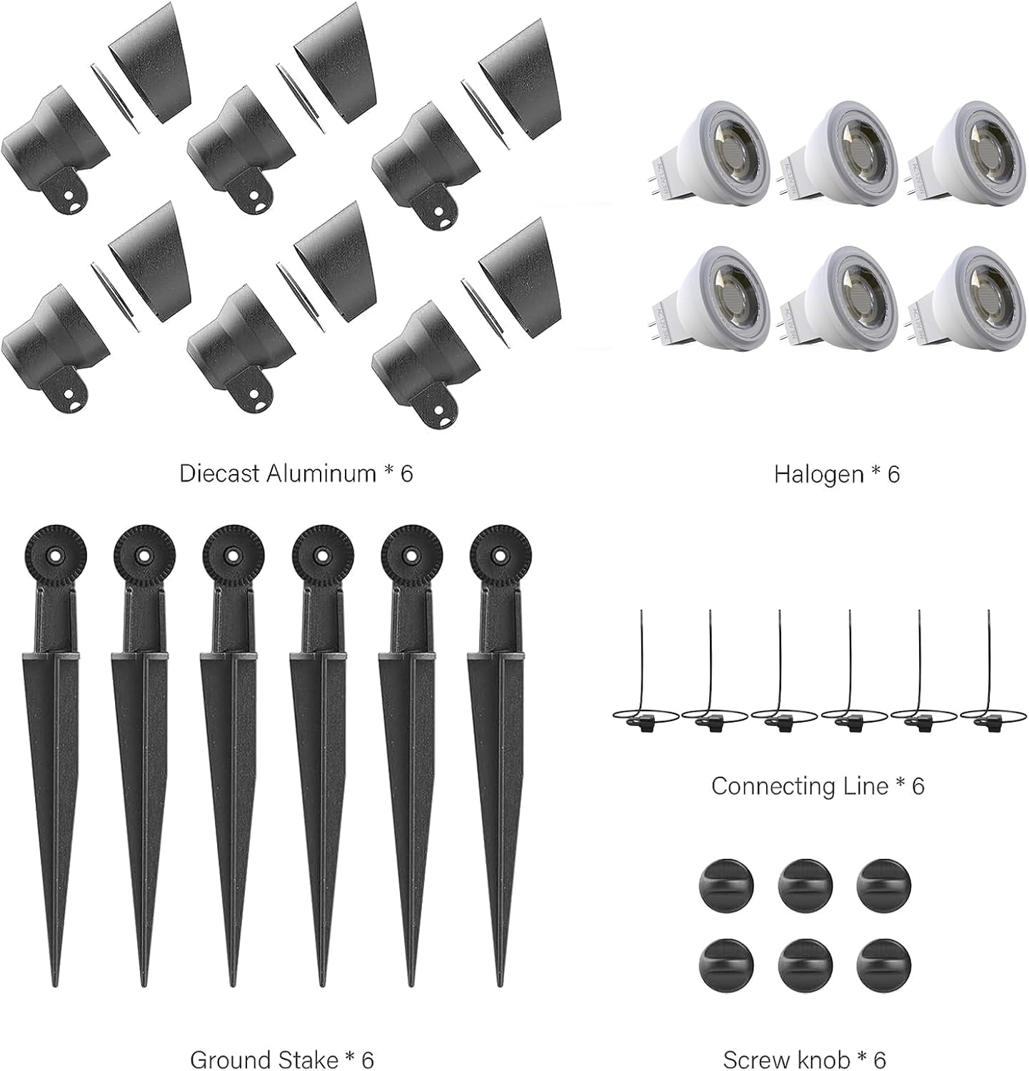 VENUS MANUFACTURING 12V Low Voltage Landscape Spotlights - 3W LED Outdoor Landscape Lighting, 200Lumen 3000K Warm White Metal Path Lights for Garden, Trees, Flag, Weather Resistant (24-Pack)
