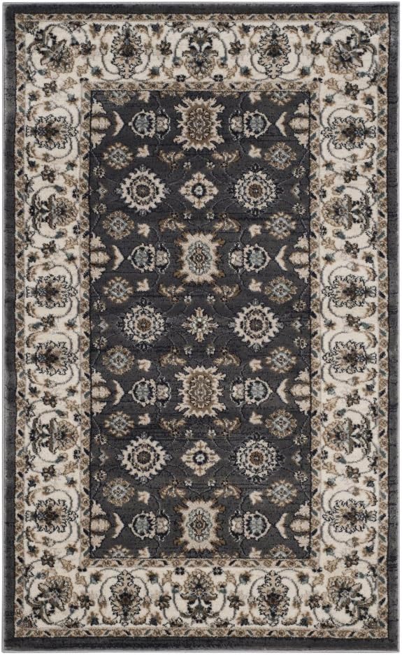 SAFAVIEH Lyndhurst Collection Area Rug - 8' x 10', Grey & Cream, Traditional Oriental Design, Non-Shedding & Easy Care, Ideal for High Traffic Areas in Living Room, Bedroom (LNH332G)