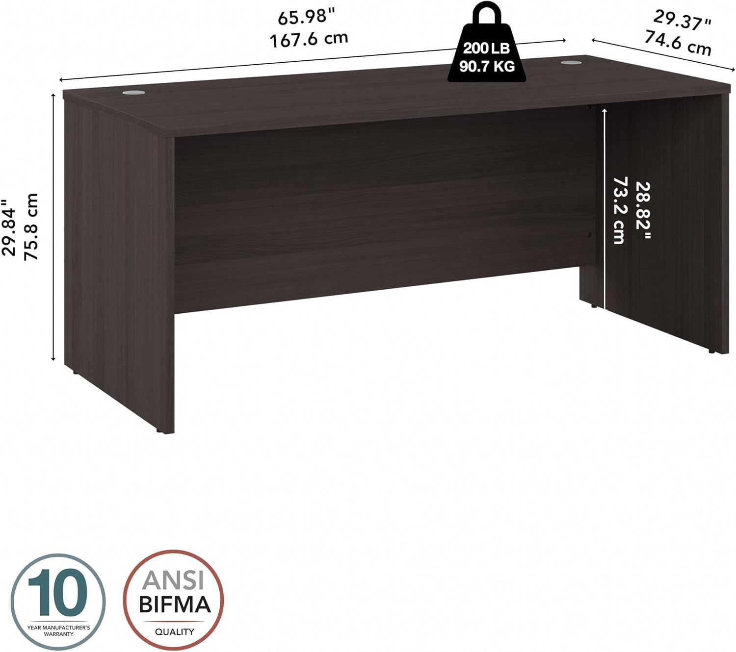Bush Business Furniture Studio C 66W x 30D Office Desk in Storm Gray