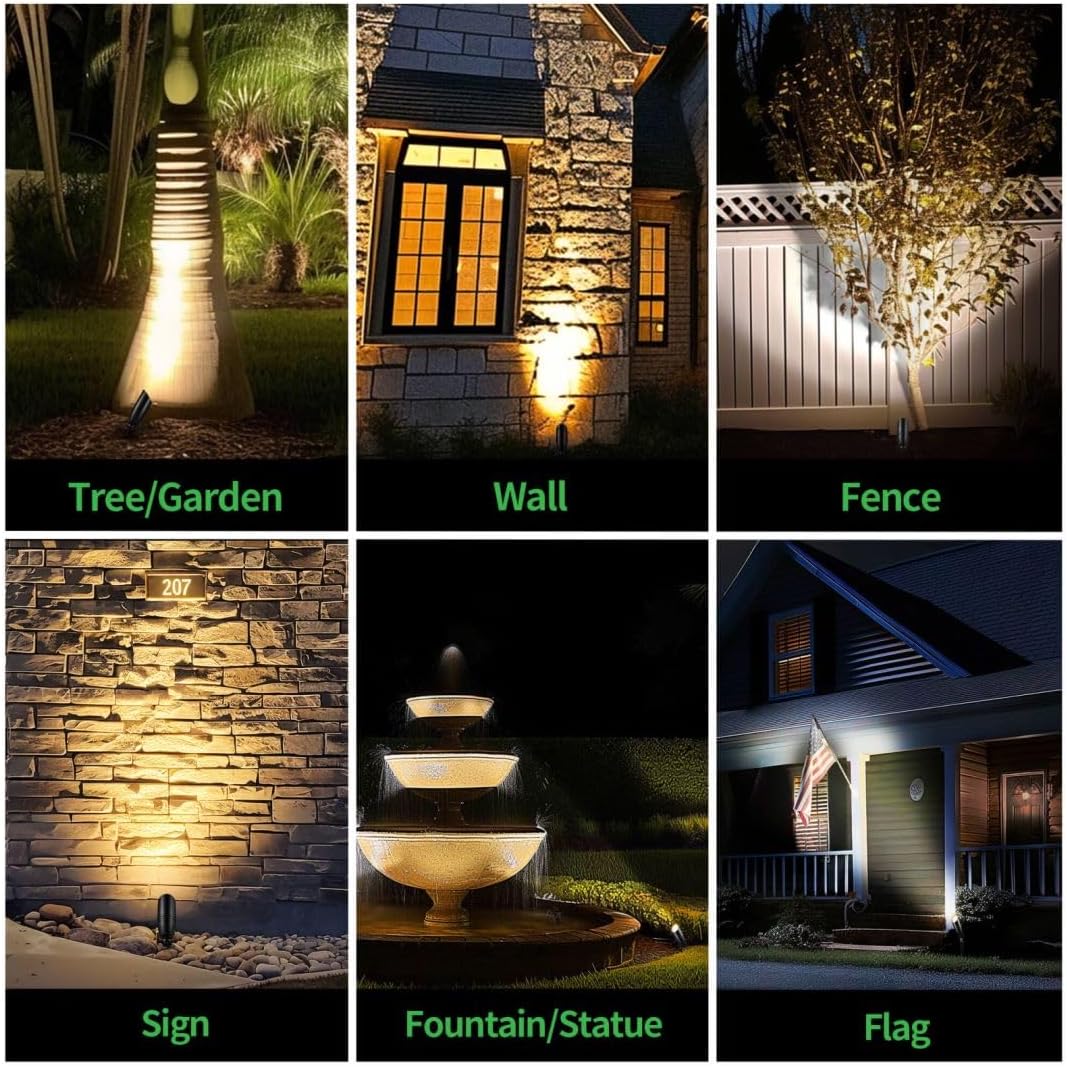 Low Voltage Spotlight, Black LED Landscape Lighting Tree Light, Outdoor 12V Waterproof Aluminum Uplight for Tree Yard Garden with 5W MR16 Bulb 2700K 6 Pack
